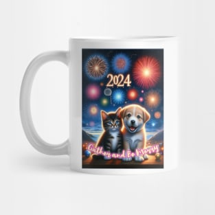 Paws & Pyrotechnics: A New Year's Celebration Mug